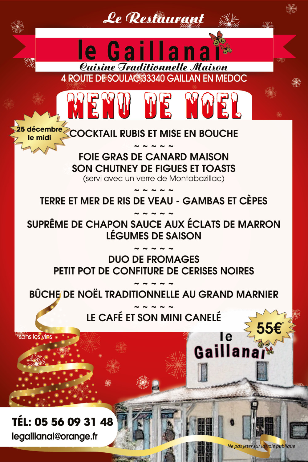 Menu de Noël Le gaillanai Menu de Noël Le gaillanai