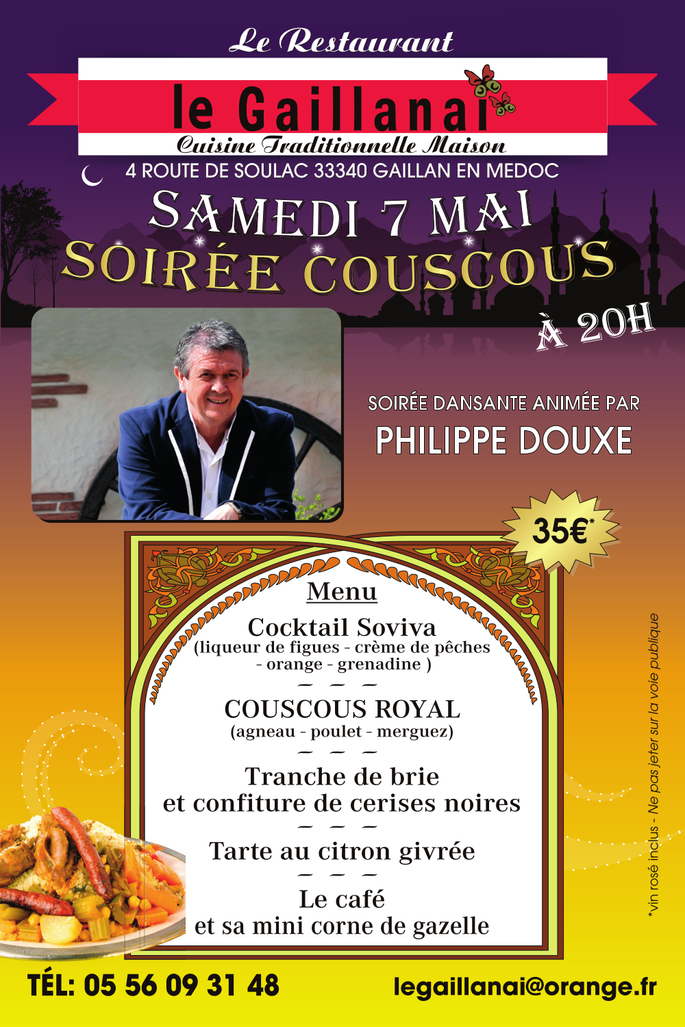 Restaurant Le Gaillanai Soirée couscous Restaurant Le Gaillanai Soirée couscous