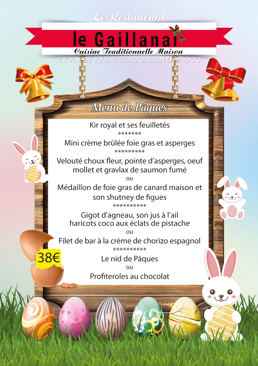 Menu de Pâques Restaurant Le Gaillanai Menu de Pâques Restaurant Le Gaillanai